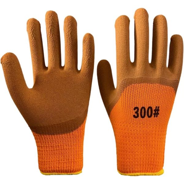 Quality 7 Gauge Latex Gloves Orange Terry Liner Latex Coated Gloves For Winter Work wholesale