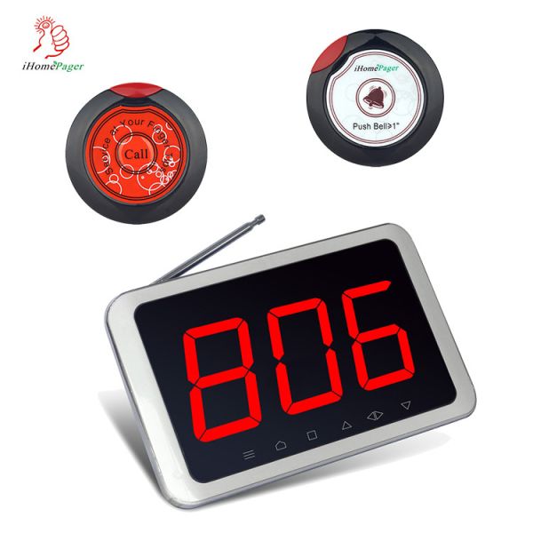 Quality Restaurant wireless call waiter service pager system display receiver with super thin call button wholesale