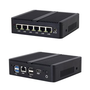 Celeron J6412 6GbE LAN Firewall Mini PC With MSATA SSD 32GB RAM Black Firewall