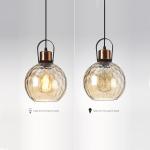 ECOBRT Glass Lampshade Pendant Lights,1-Light Amber Corrugated Lampshade,7.87X11