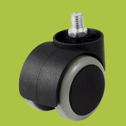 Quality China factory double wheels thread stem casters,big size caster black with grey 50mm wholesale