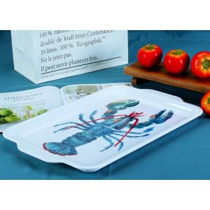 China Odorless Melamine 16.75 Food Serving Tray With Handle on sale