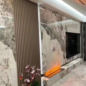 Glossy Marble Bamboo Charcoal Board Veneer Wall Panel Carbon Crystal Plate for