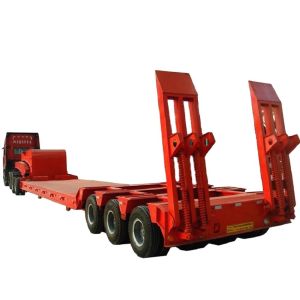 China 50-90Tons Loading Capacity Leaf Spring Suspension Lowbed Trailer with 2 Lines and 4 Axles on sale