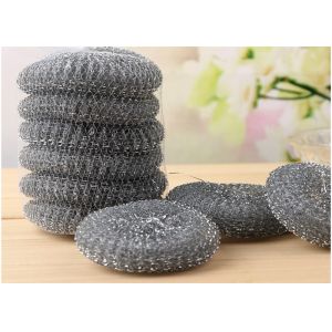 China Household Stainless Steel Cleaning Ball Pan Scrubber 8*8cm 40g 0.08-0.5mm Wire width on sale