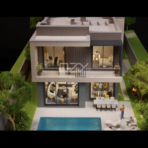 1:50 Scale Realistic Villa Model with LED Lighting