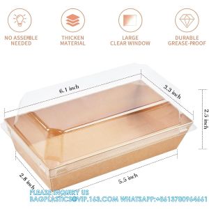 Paper Charcuterie Boxes With Clear Lids, 50 Pack Disposable Sandwich Containers,