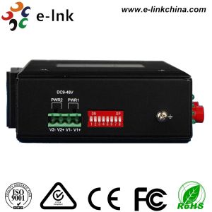 Industrial 2Ch Double ring Fiber Media Converter with 2 SFP port , RS232 / RS22