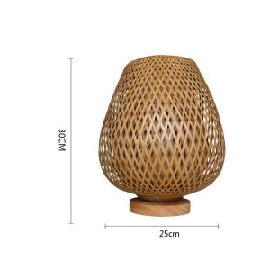 Natural Bamboo Rattan Table Lamp Rustic Style 2700K For Hotel