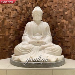 China Outdoor Natural Stone White Buddha Statue Large Marble for Sale on sale