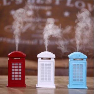 Creative Vintage British Style Phone Booth Humidifier 300ml USB LED Cool Mist