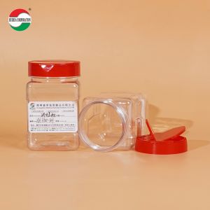 China High Transparent Clear Good Airtight Food Grade 350ml Plastic Can PET Jar for Seasoning Spice Pepper Powder Salt Sugar with Butterfly Flip Lids on sale