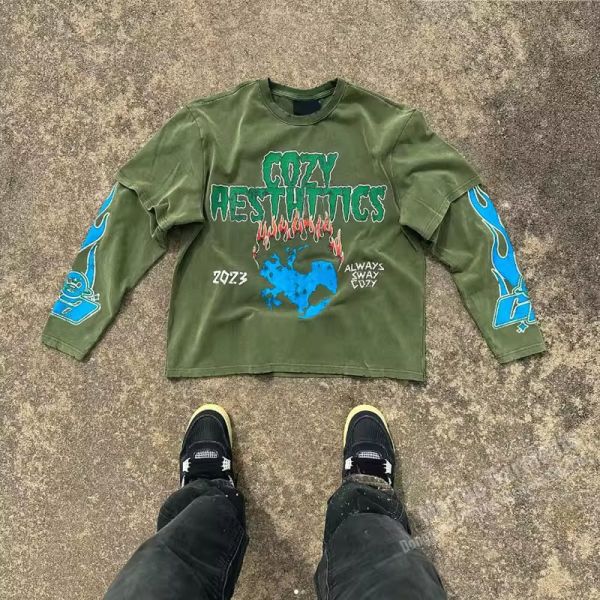 Custom Print Logo Graphic Tee Top Screen Printed Heavy Cotton Double Layer