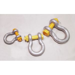 Yellow 1-1/4" WLL 12 Tonne Wide Body Shackles With Safety Bolt