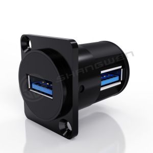 USB 3.0 Black Dustproof 9-Pin Audio Video Connection Male Female Connector Panel