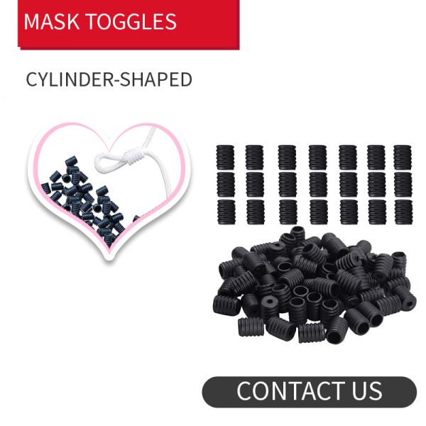 Quality Face Masks Round Flat Shape & & Black Silicone Spiral 6mm Elastic Cord Stopper wholesale