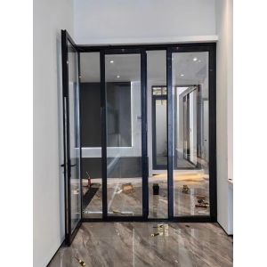 China High Security Sound Insulation Low Maintenance Aluminum Folding Bifold Glass Door on sale