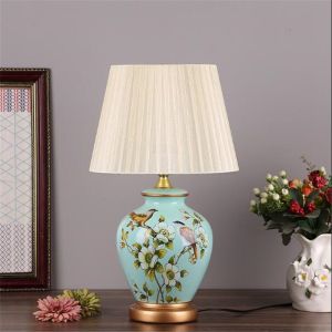 China Vintage Retro Country Chinese Porcelain Ceramic Fabric E27 Dimmer Table porcelain lamp(WH-MTB-107) on sale