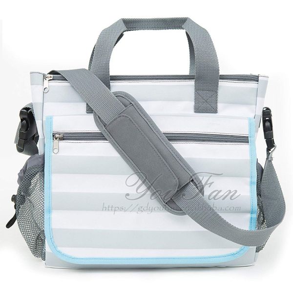 Quality Stylish Grey Stripe Nappy Organizer Diaper Tote Bag wholesale