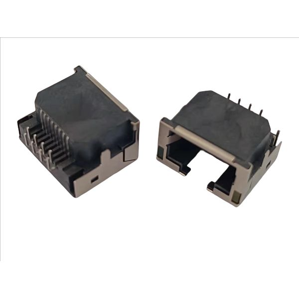 8P8C Right Angle Single Port RJ45 Connector PCB Mount Ultra Low Profile With LED