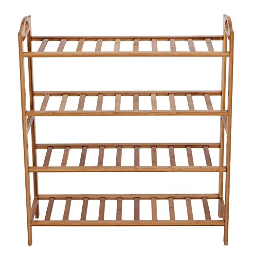 Quality Natural Bamboo Shoe Shelf 4 Tier , Bamboo Shoe Organizer For Small Space wholesale