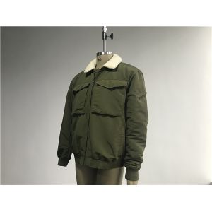 Fatigue 100 Polyester Bomber Jacket Mens With Padding And Sherpa Collar