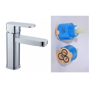 Deck Mounted Single Hole Bathroom Sink Faucet with One Handle , Brass Basin