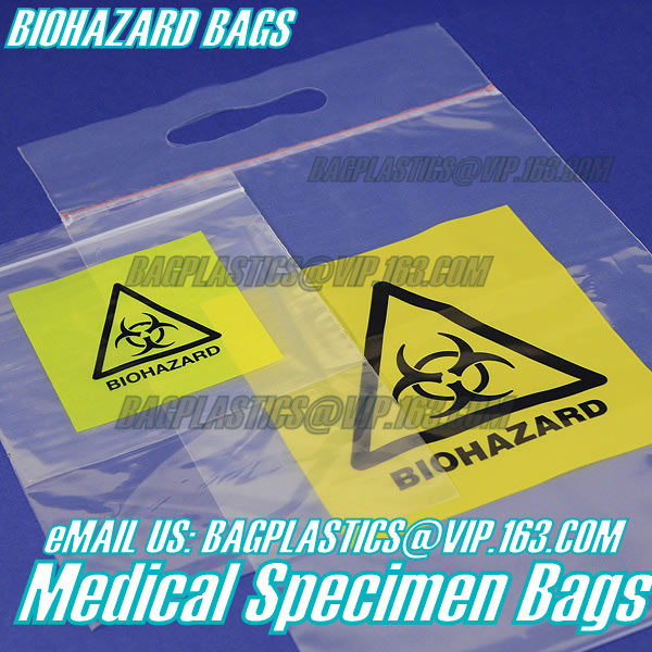 Biodegradable Material LDPE Biohazard Specimen Bag with Zipper, opaque Specimen