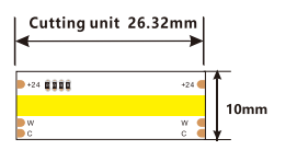 CRI90 24VDC COB LED Strip 2700K - 6000K CCT Adjustable 608 Chips/M 8mm LED Tape