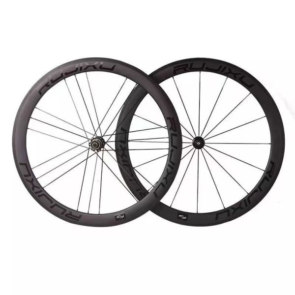 Quality RUJIXU 700C Road Bike Carbon Wheels 50mm Depth 16 / 21H With V Brake System wholesale