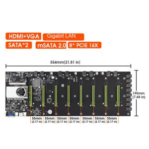 Intel® Celeron 1037U 8 GPU Mining PC Motherboard 8 PCIE 16X 55mm Spacing