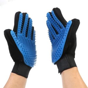 China Flexible Five Finger Pet Comb Glove Gentle Dog Brush Glove For Long Short Hair on sale