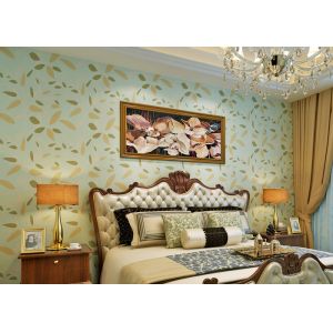 Green Leaf Pattern Modern Removable Wallpaper Moisture Proof