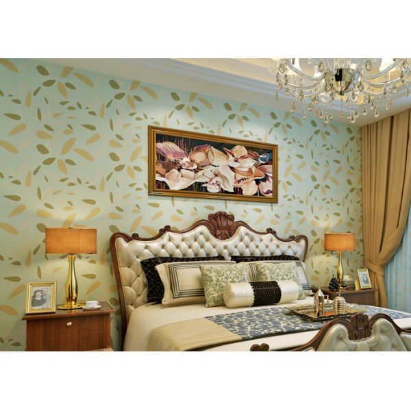 Quality Green Leaf Pattern Modern Removable Wallpaper Moisture Proof wholesale