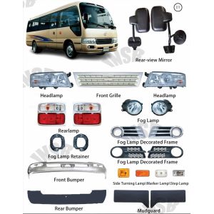Coaster Bus Spare Parts headlamp Tail Lamp Fog Lamp Grille Bumper Rearview Mirror for Coaster Bus