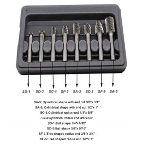 Finishing Tungsten Carbide Burr Set 8pcs Standard Double Cut Carbide Burr Tool