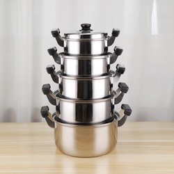 High Quality 5pcs Non Stick Stock Pot Stainless Steel 410 Cookware Cooking Set
