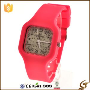 Red Color Silicone Square Watch Water Resistant With Quartz Movement