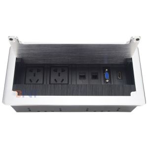 China Multimedia embedded office desk socket with brush for cable management on sale