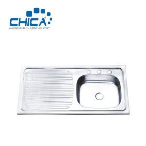Light grey color rectangular Stainless Steel Kitchen Sink Single Bowl Kitchen