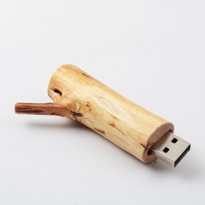 Tree Root Shapes Wooden USB Flash Drive 256GB Embossing Logo