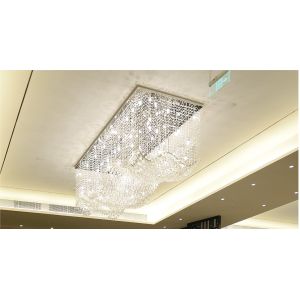 Customized Modern Living Room LED Wave Rectangular String Crystal Lamp Hotel