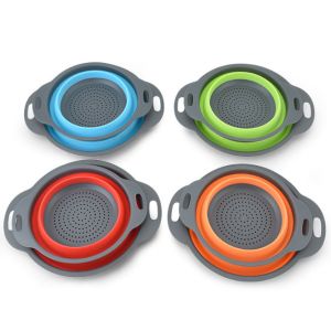 2 Pieces Kitchen Space Saver Colanders Strainers Collapsible