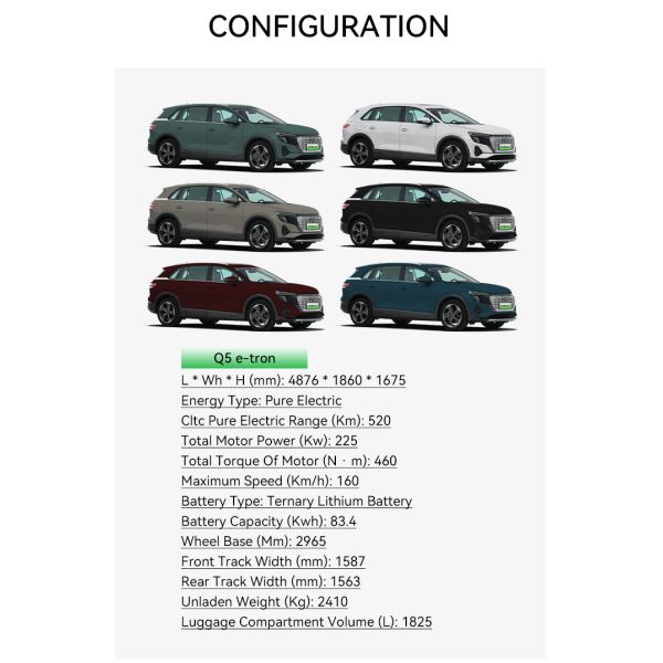 520Km Cltc Pure Electric Range speed 160Km/h 4wd Energy Electric Vehicles for Trade 2024 Luxury SUV 0km Car Au-di Q5 E-tron