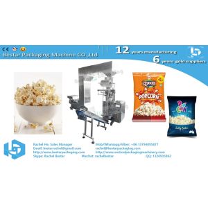 Vertical form fill seal packaging machine for popcorn with 10 heads weigher