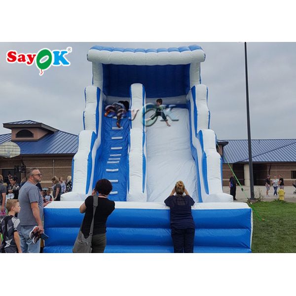 Inflatable Kids Slide For Pool Blue And White Pool Inflatable Bouncer Slide /