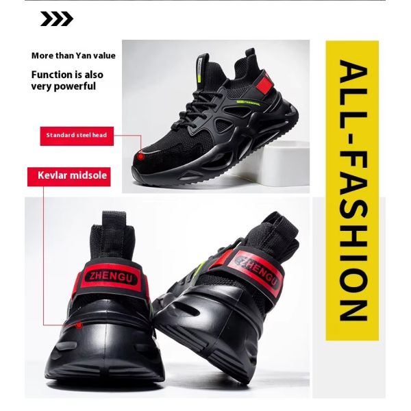 Comfortable And Durable Anti-Smashing EVA Sole Safety Shoes With Flying Knit Upper