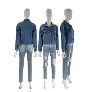 Oem Factory Manufacturer Custom Logo Button Up Ripped Distressed Denim Jacket
