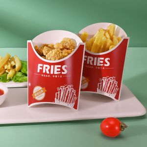 Customized printed logo French fries biodegradable food grade lunch takeaway box