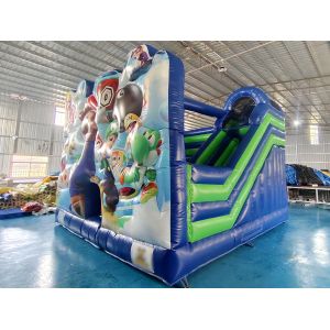 Digital Printing Inflatable Bounce House With Slides Super Mario Inflatable